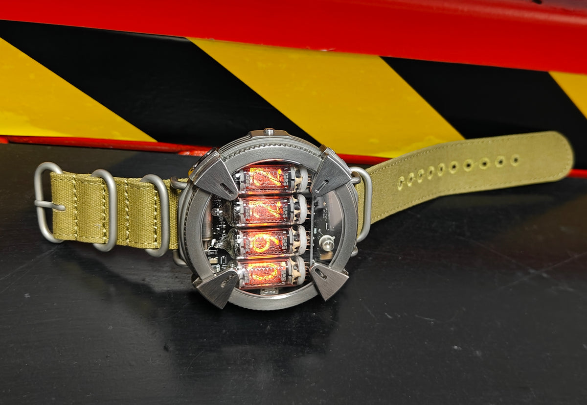 Nixie watch ,Handmade titanium watch, Nixie watch , with γ , β and X-r