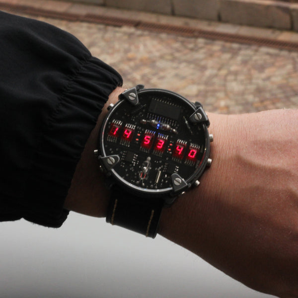 Pocket Led Watch 6 RED or Green digits Handmade