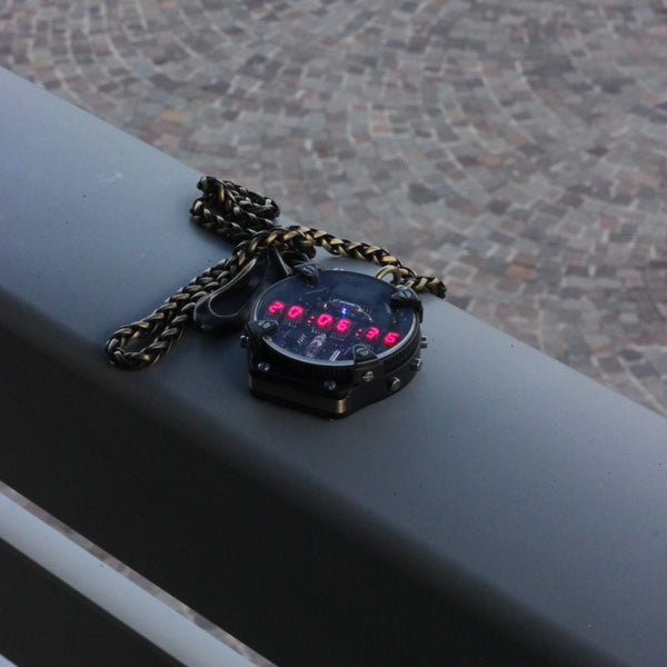 Pocket Led Watch 6 RED or Green digits Handmade