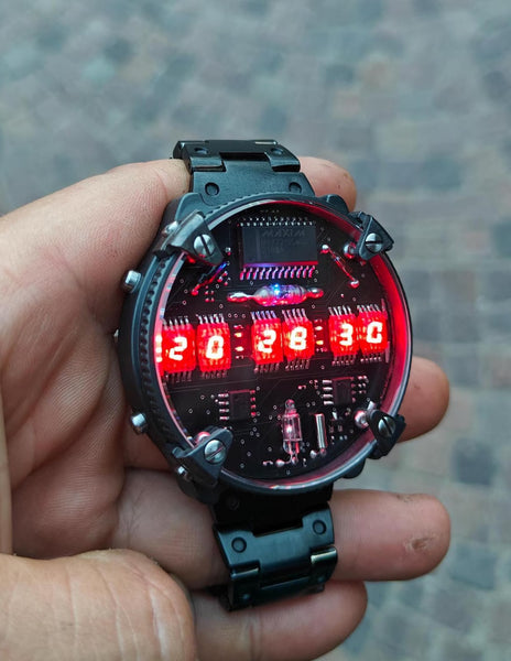 Zirconium led watch | nixie | Handmade| Italian design