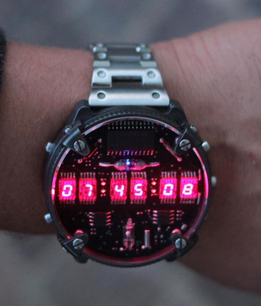 Zirconium led watch | nixie | Handmade| Italian design