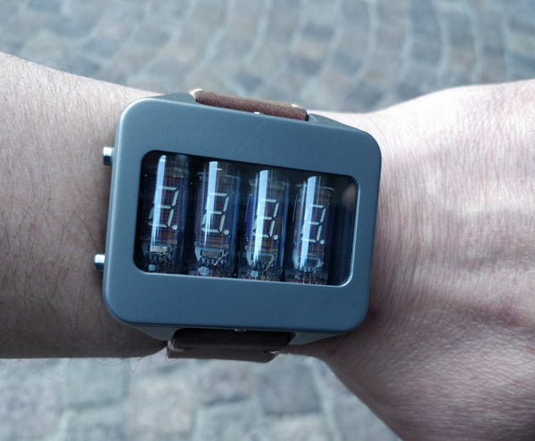 Nixie watch - vfd , Titanium watch, self made with accelerometer. - titantimepiece