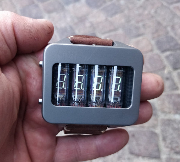 Nixie watch - vfd , Titanium watch, self made with accelerometer. - titantimepiece