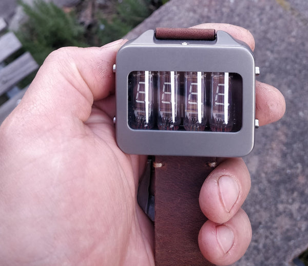Nixie watch - vfd , Titanium watch, self made with accelerometer. - titantimepiece