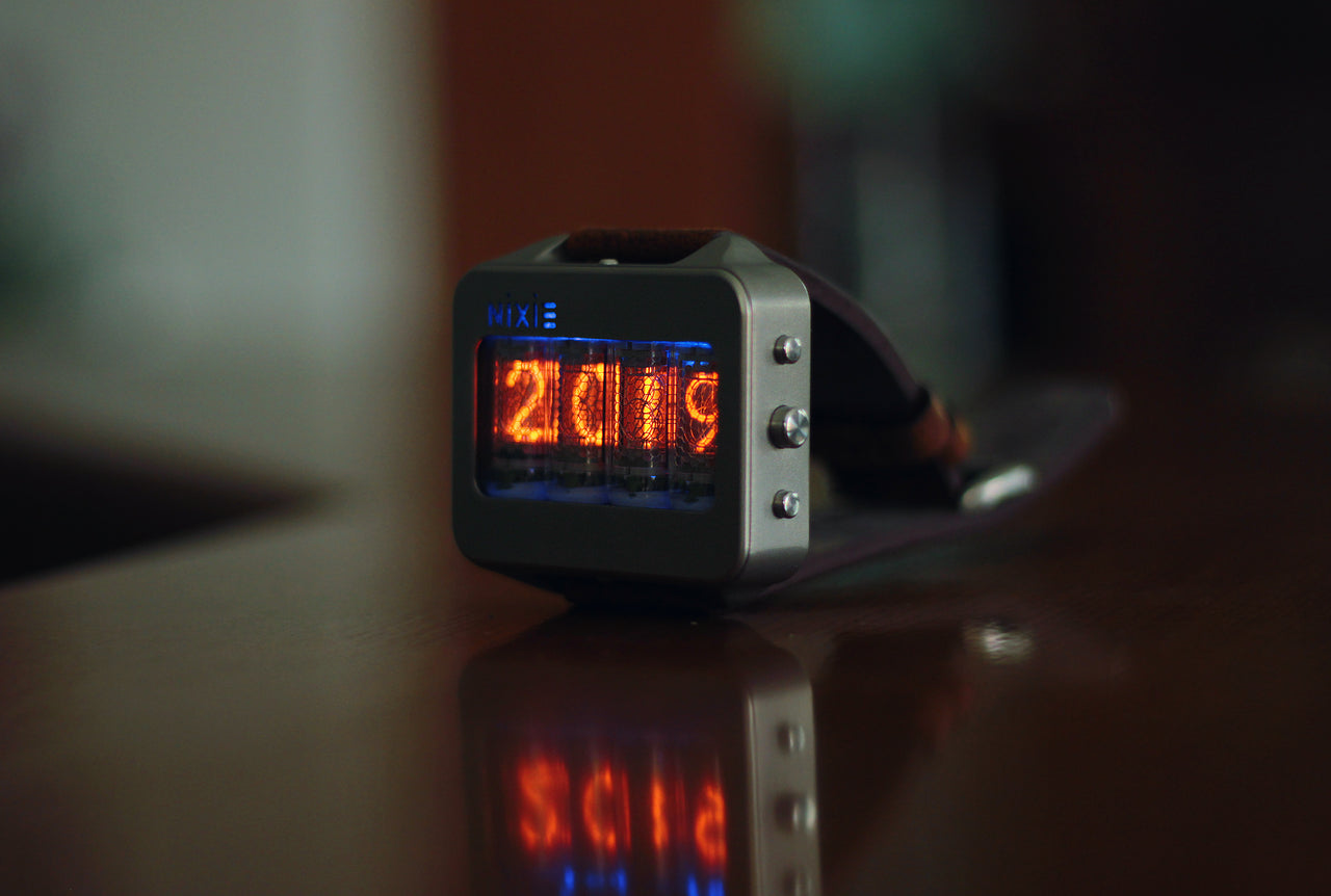 Nixie titanium watch metro matrix