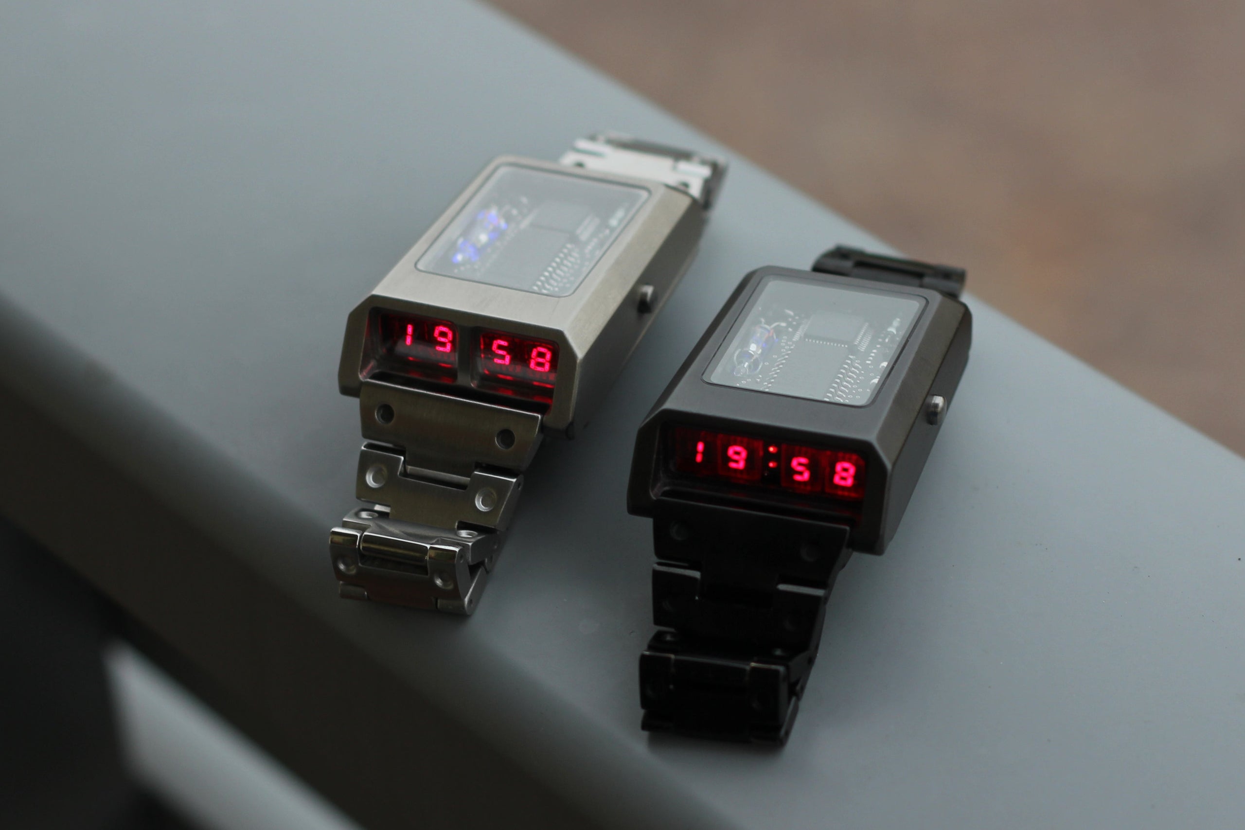 Nixie titanium watch metro matrix