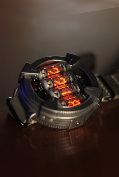 Nixie watch ,Handmade titanium watch, Nixie watch , with γ , β and X-ray radiation dosimeter.