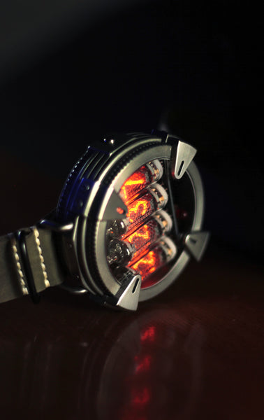 Nixie watch ,Handmade titanium watch, Nixie watch , with γ , β and X-ray radiation dosimeter.