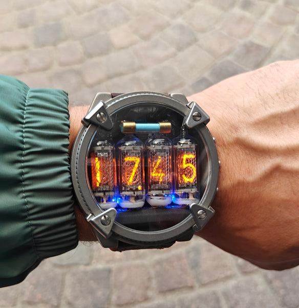 Nixie watch, Titanium , Handmade