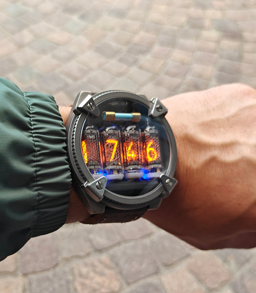 Nixie watch, Titanium , Handmade