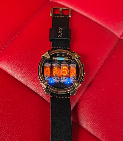 Special Nixie watch, Brass, bronze watch, Handmade with accelerometer