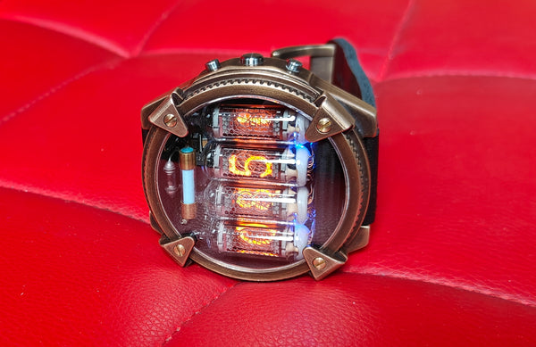 Special Nixie watch, Brass, bronze watch, Handmade with accelerometer