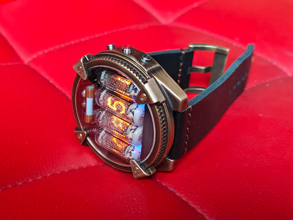 Special Nixie watch, Brass, bronze watch, Handmade with accelerometer
