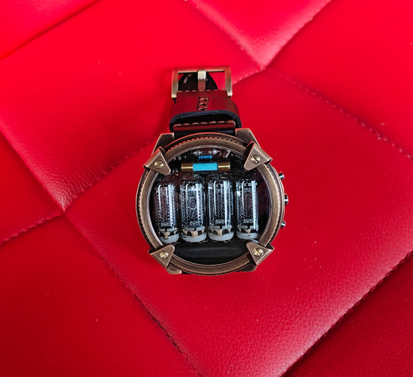 Special Nixie watch, Brass, bronze watch, Handmade with accelerometer