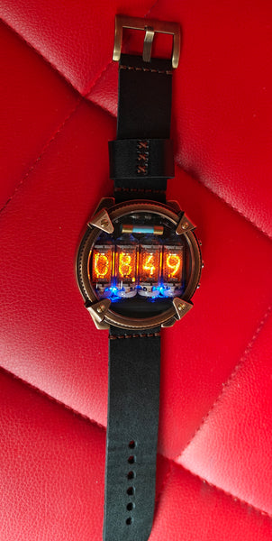 Special Nixie watch, Brass, bronze watch, Handmade with accelerometer