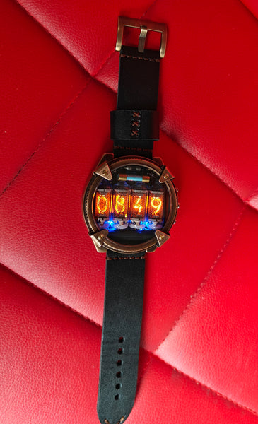 Special Nixie watch, Brass, bronze watch, Handmade with accelerometer