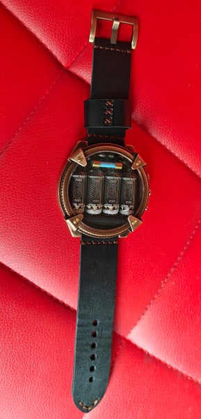 Special Nixie watch, Brass, bronze watch, Handmade with accelerometer
