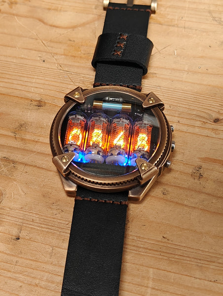 Special Nixie watch, Brass, bronze watch, Handmade with accelerometer