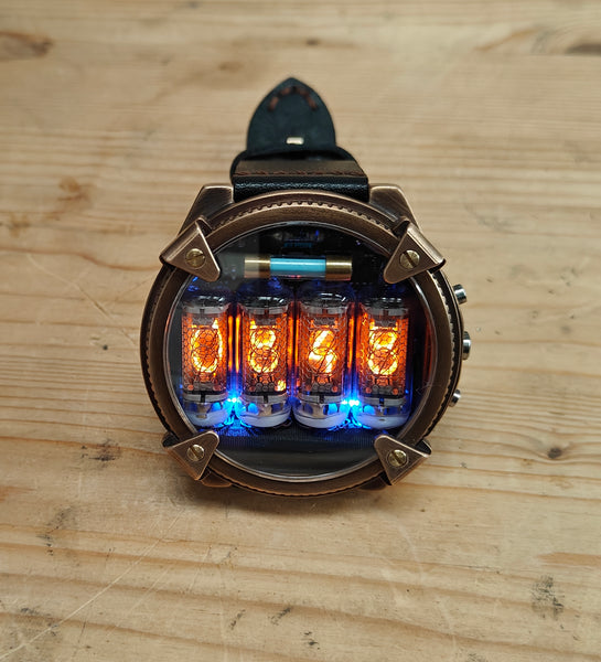 Special Nixie watch, Brass, bronze watch, Handmade with accelerometer