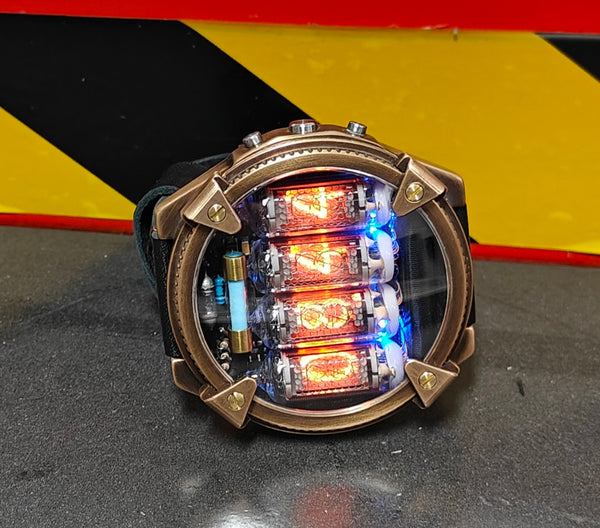 Special Nixie watch, Brass, bronze watch, Handmade with accelerometer