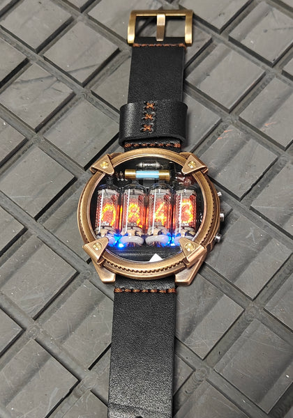 Special Nixie watch, Brass, bronze watch, Handmade with accelerometer