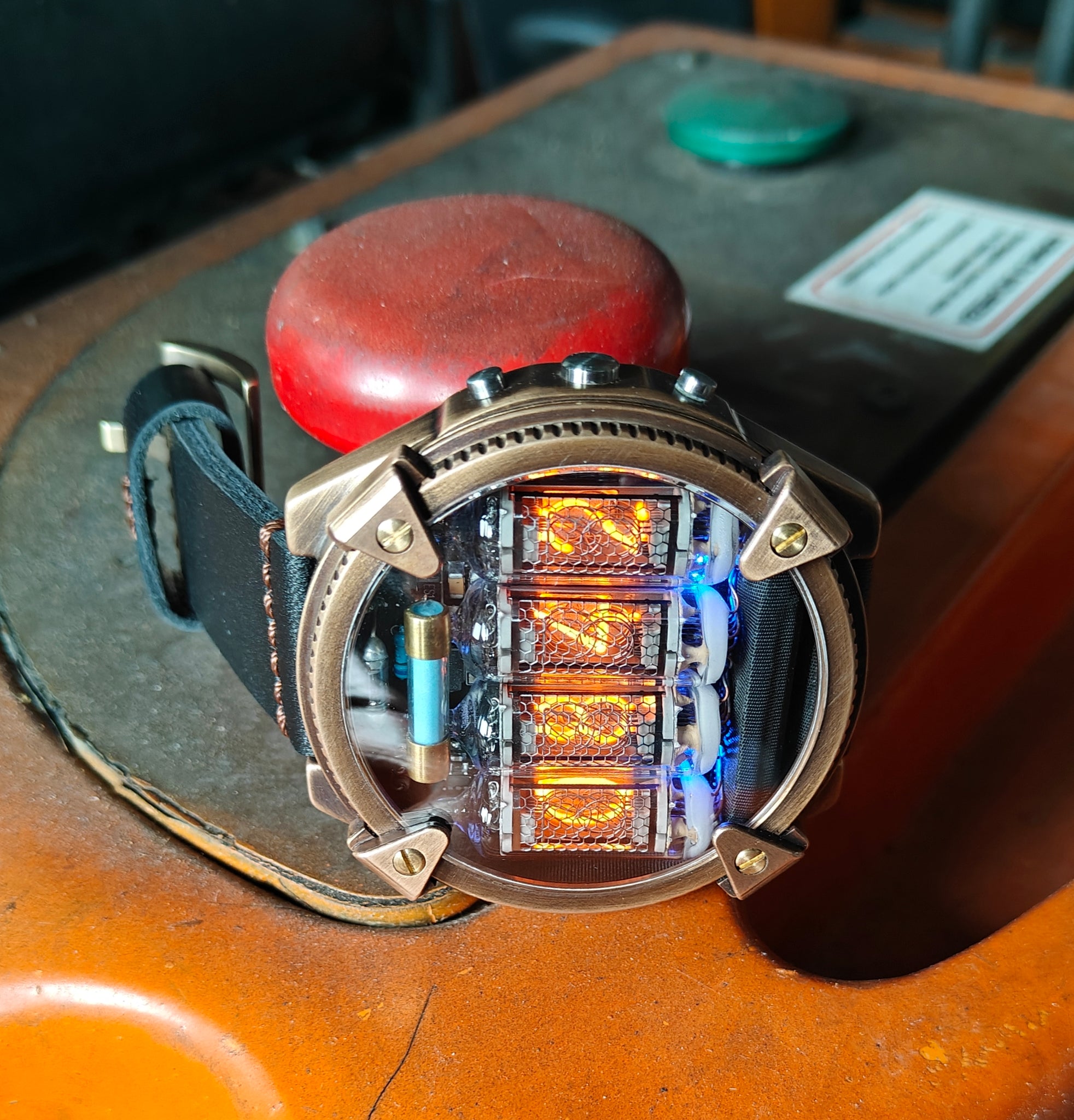 Special Nixie watch, Brass, bronze watch, Handmade with accelerometer