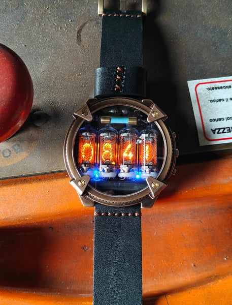 Special Nixie watch, Brass, bronze watch, Handmade with accelerometer