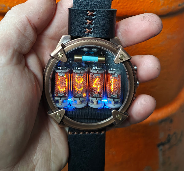 Special Nixie watch, Brass, bronze watch, Handmade with accelerometer