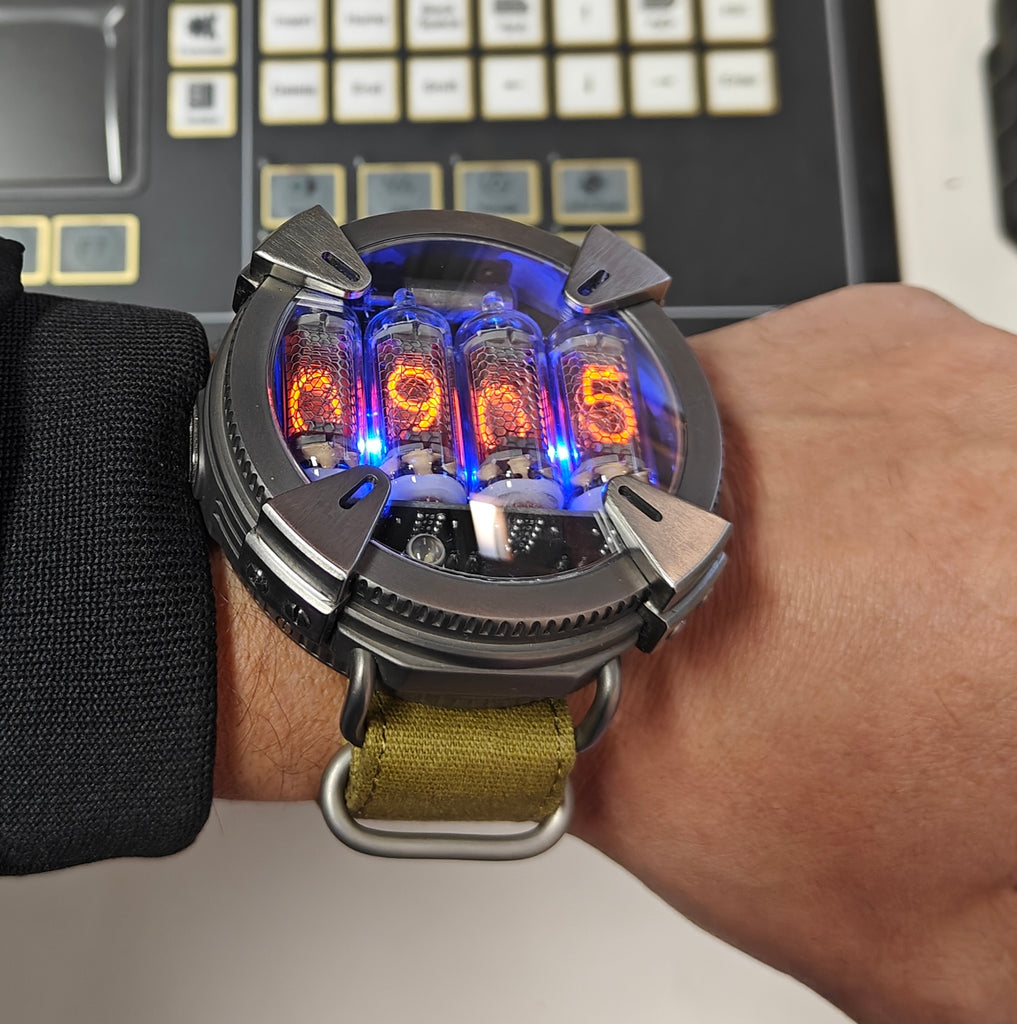 Nixie watch ,Handmade titanium watch, Nixie watch , with γ , β and X-r