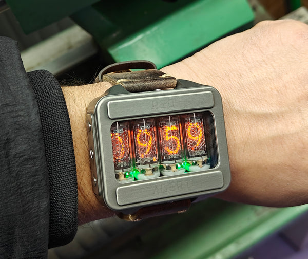 Nixie watch,  Titanium watch, Handmade, Full functions with accelerometer.