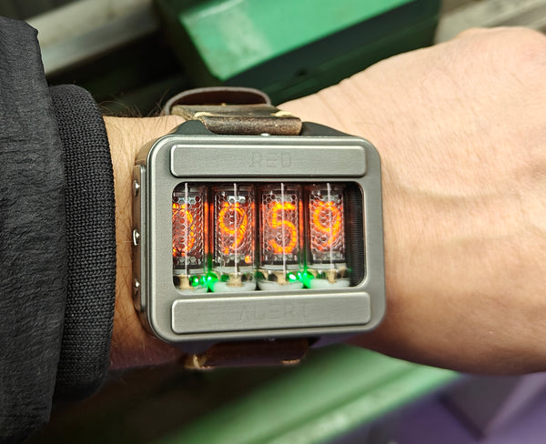 Nixie watch,  Titanium watch, Handmade, Full functions with accelerometer.