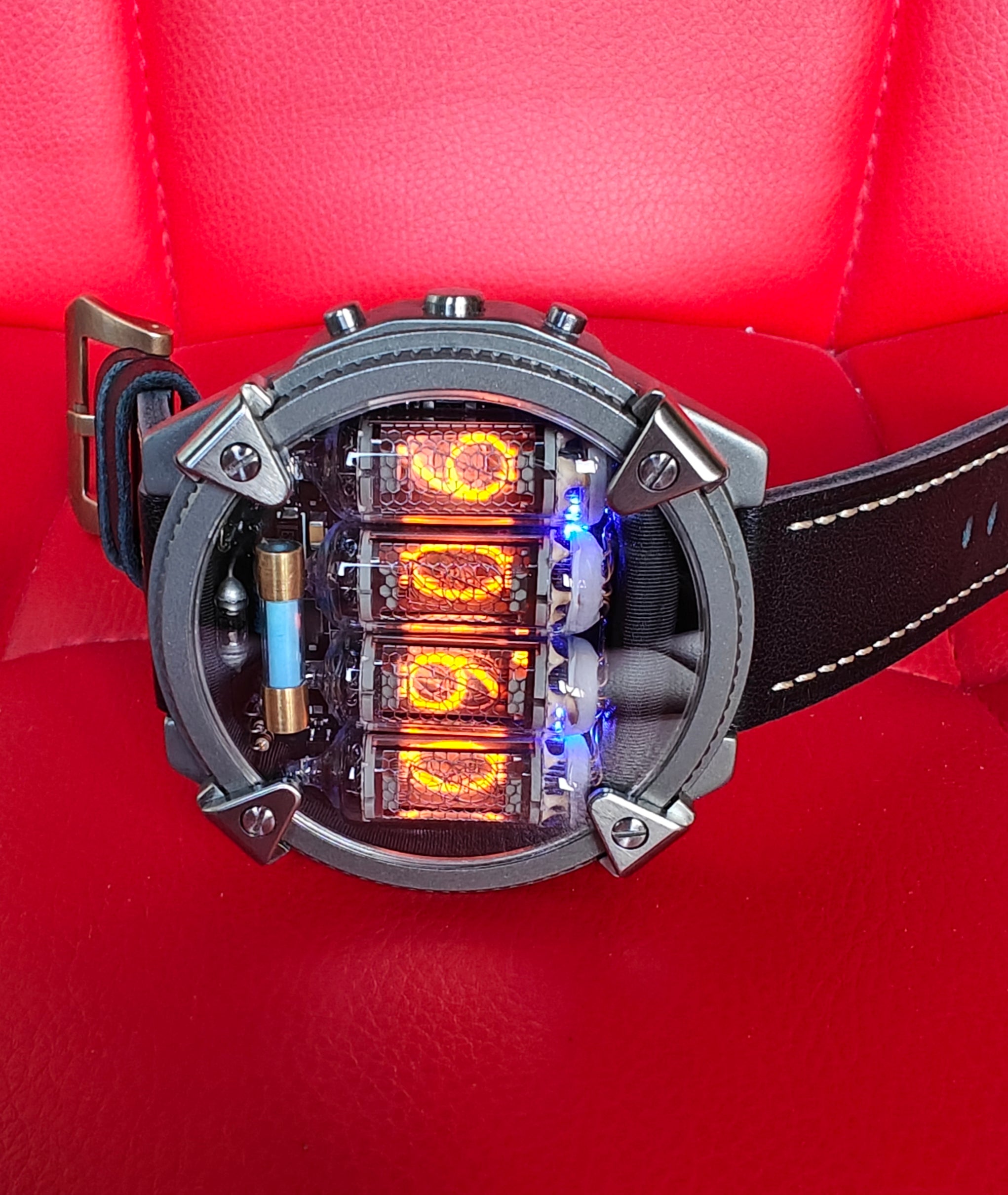 Nixie watch, Titanium , Handmade