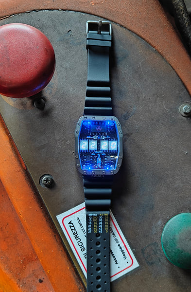 Titanium wrist watch White led , handmade, Made in Italy