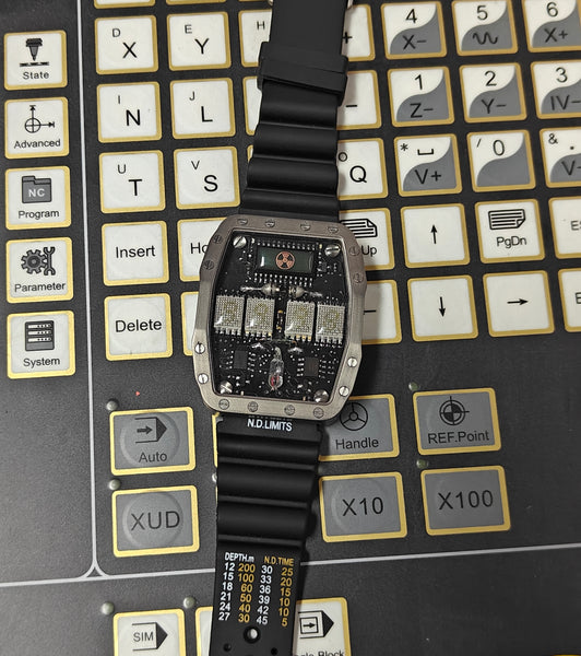 Titanium wrist watch White led , handmade, Made in Italy