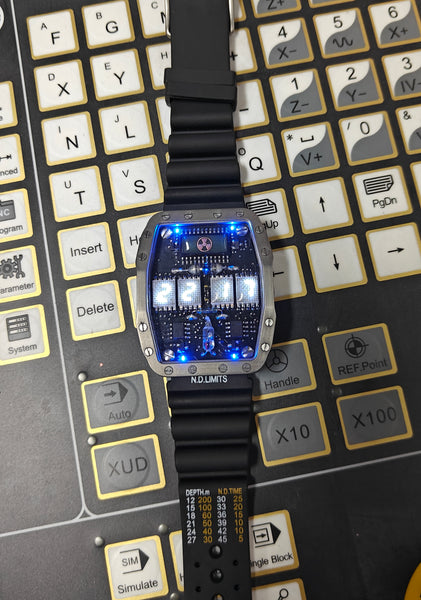 Titanium wrist watch White led , handmade, Made in Italy