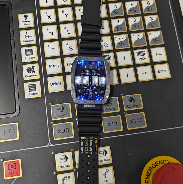 Titanium wrist watch White led , handmade, Made in Italy