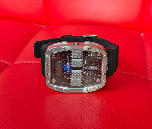 Titanium wrist watch White led , handmade, Made in Italy