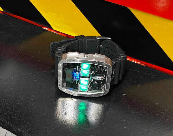 Titanium wrist watch green led , handmade, Made in Italy (Copia)