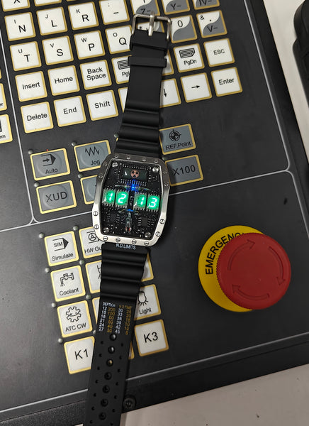 Titanium wrist watch green led , handmade, Made in Italy (Copia)