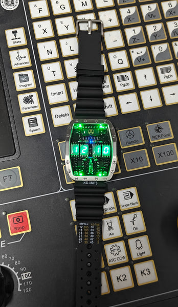 Titanium wrist watch green led , handmade, Made in Italy (Copia)