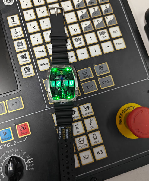 Titanium wrist watch green led , handmade, Made in Italy (Copia)