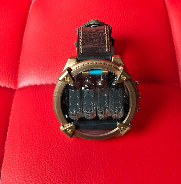Nixie watch, handmade Bronze watch, with accelerometer, Made in Italy
