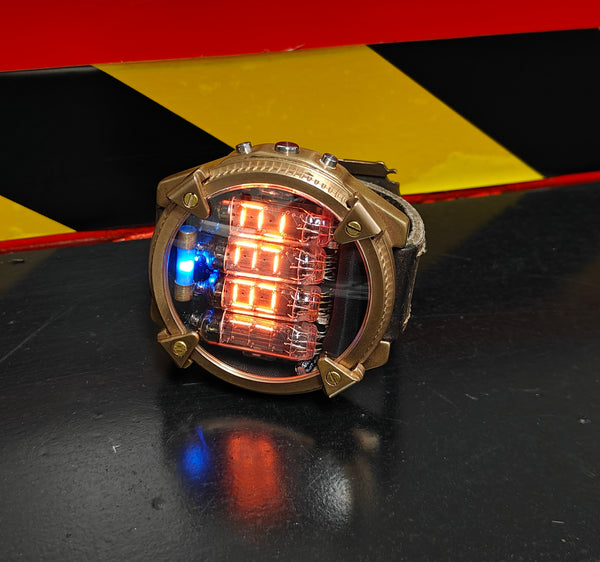 Nixie watch, handmade Bronze watch, with accelerometer, Made in Italy