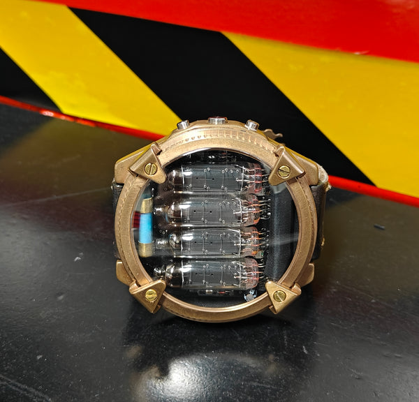 Nixie watch, handmade Bronze watch, with accelerometer, Made in Italy
