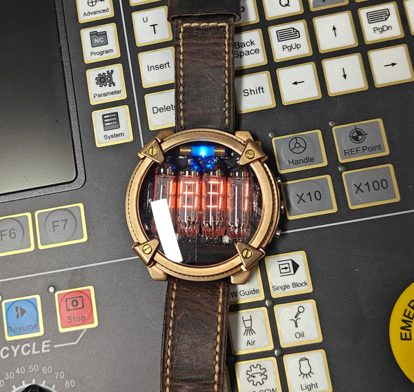 Nixie watch, handmade Bronze watch, with accelerometer, Made in Italy