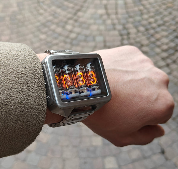 Nixie watch,  Titanium watch, Handmade, Full functions with accelerometer.