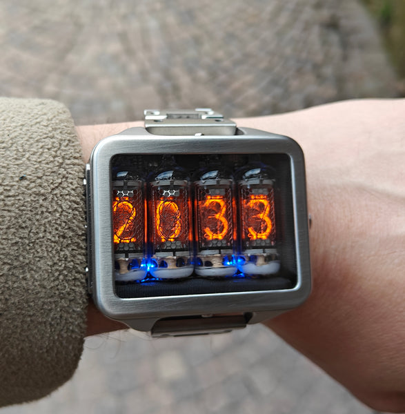 Nixie watch,  Titanium watch, Handmade, Full functions with accelerometer.