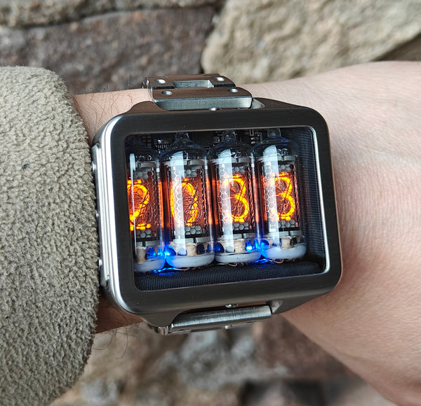 Nixie watch,  Titanium watch, Handmade, Full functions with accelerometer.