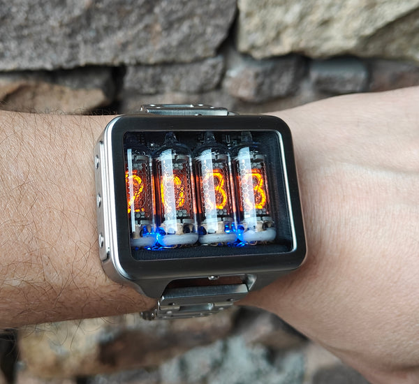 Nixie watch,  Titanium watch, Handmade, Full functions with accelerometer.