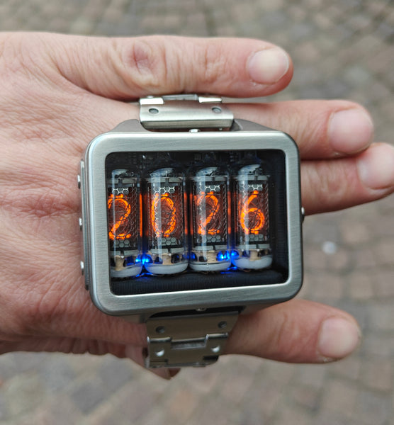 Nixie watch,  Titanium watch, Handmade, Full functions with accelerometer.